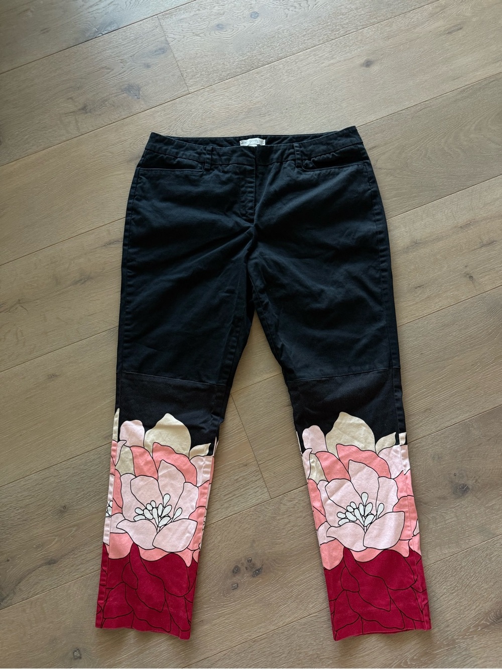 Women’s Black Pants with Pink & Red Floral